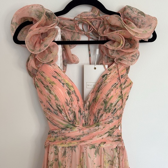 Mac Duggal Ruffle Tiered Floral Cut Out Chiffon Gown - Picture 5 of 13